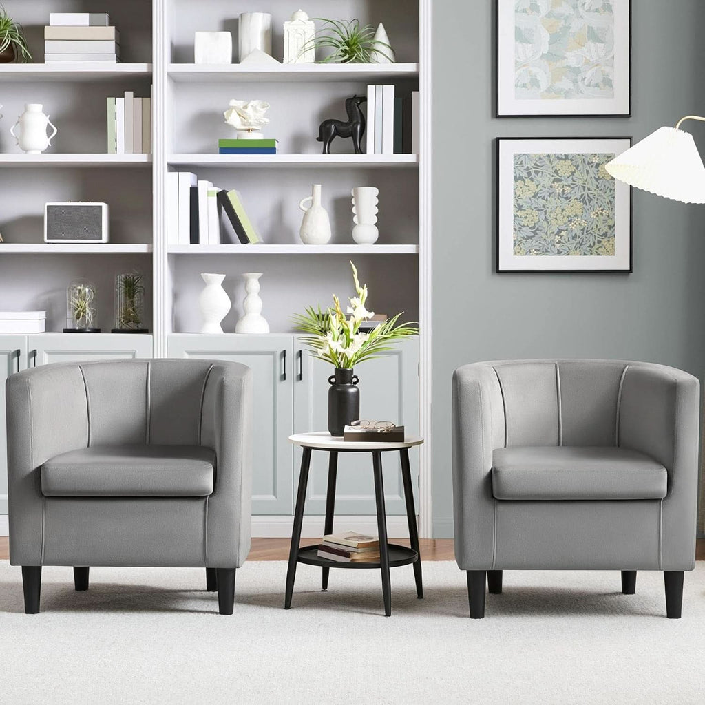 Gray Velvet Barrel Accent Chairs Set of 2 18.5x19.7in Seats-1