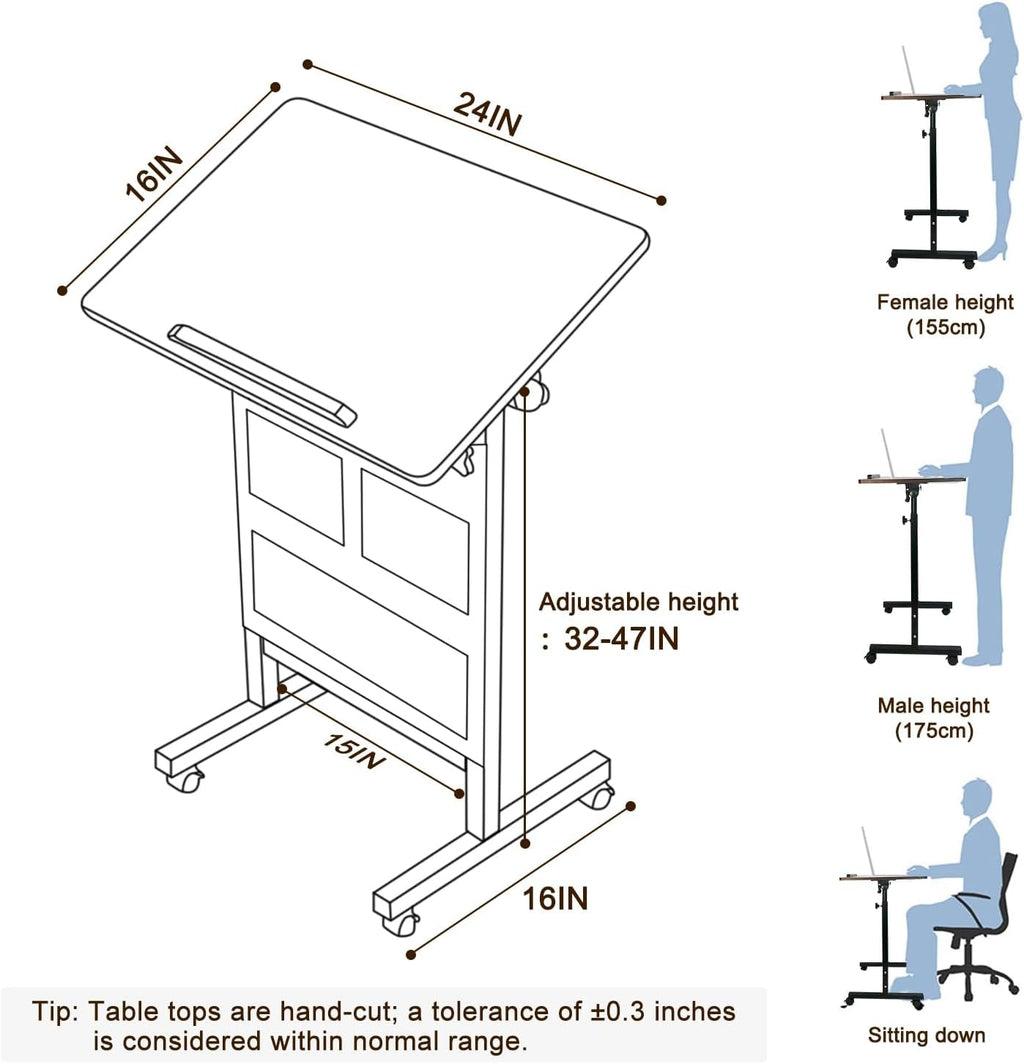 Height Adjustable Standing Desk 16x24 Inches Brown-4