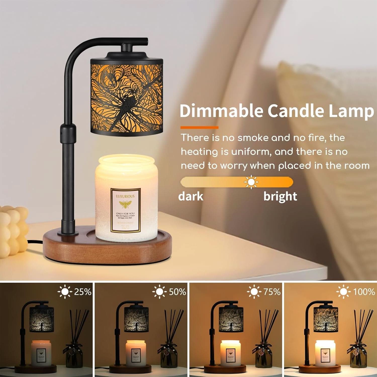 Dragonfly Copper Candle Warmer Lampshade With Timer-1