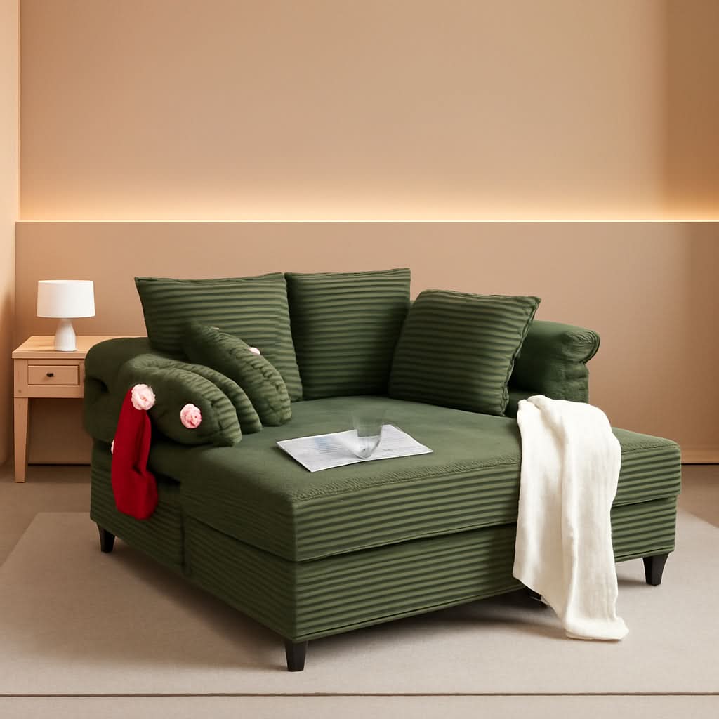 56-Inch Oversized Corduroy Lounge Chair With Armrests-0