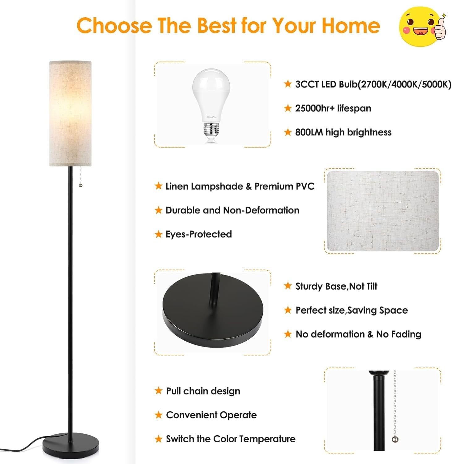 Tall Black Floorstanding Lamp Triple Color Temperatures-2