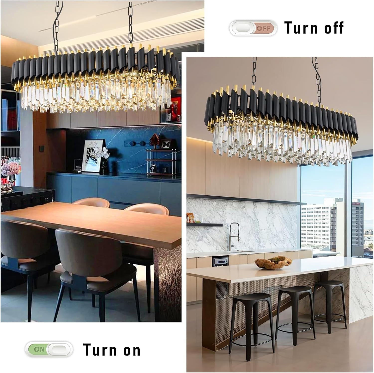 Elegant Black Gold Crystal Chandelier Thirty Three Inch-3