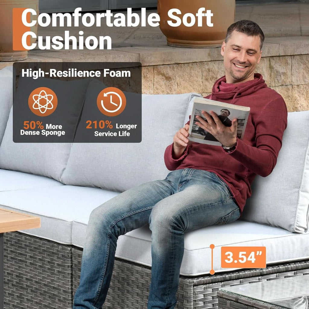 Outdoor Seven Piece Conversation Set with Coffee Table-2
