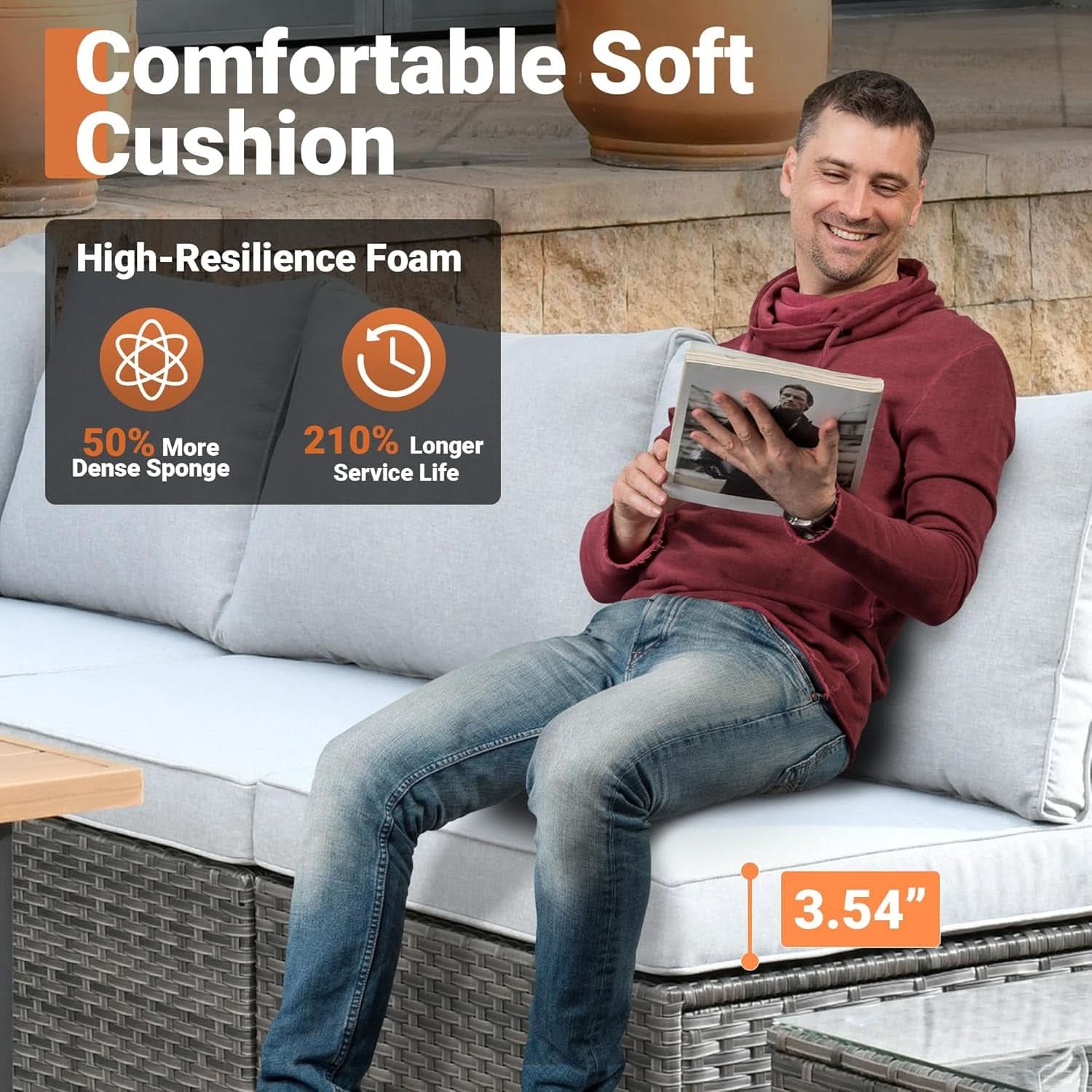 Outdoor Seven Piece Conversation Set with Coffee Table-2