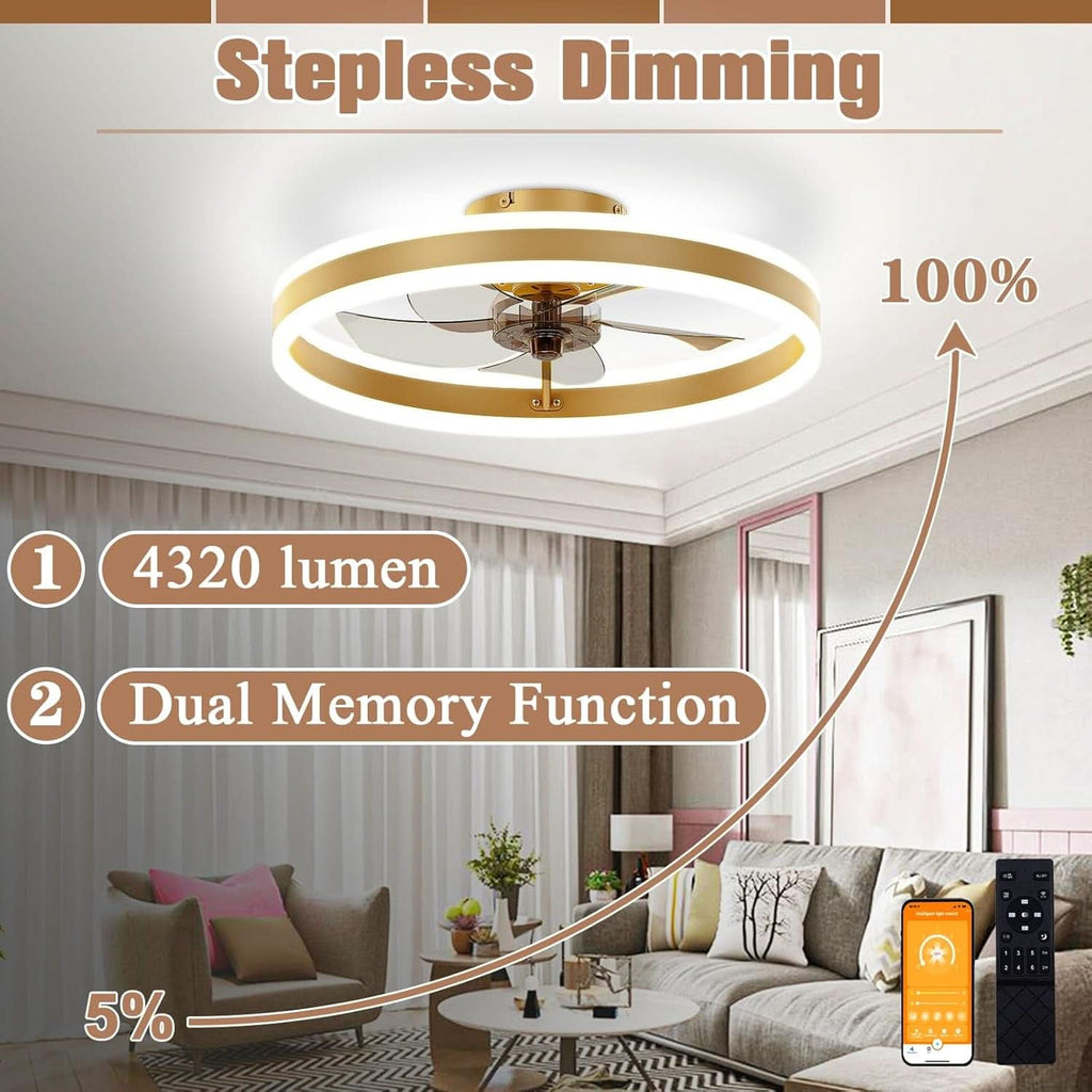 19.7In Low Profile Ceiling Fan With Remote And Dimmable LED-2