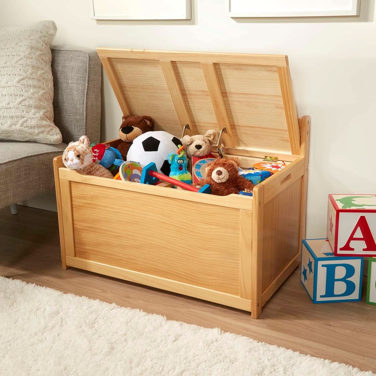 Blonde Premium Wood Toy Chest With Generous Storage Capacity-4