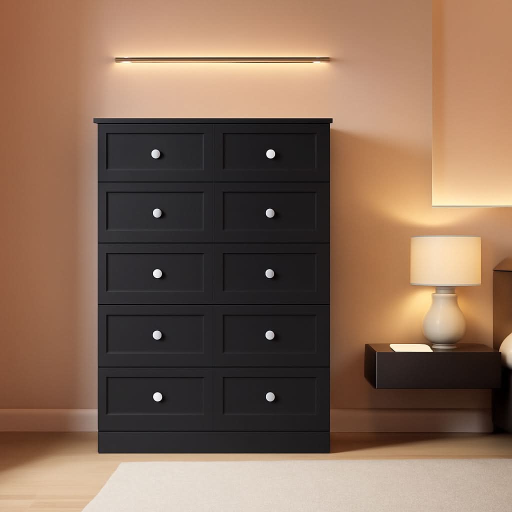 Black Fluted 24 Inch Dresser For Bedroom Storage Solutions-0