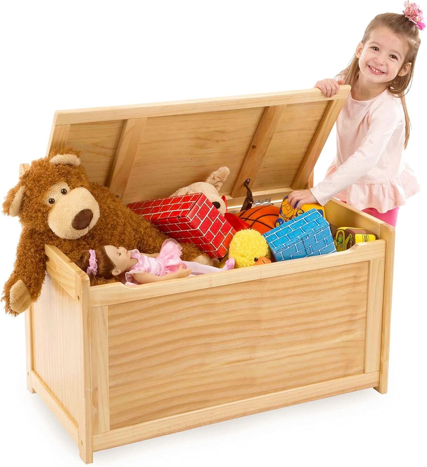 Blonde Premium Wood Toy Chest With Generous Storage Capacity-2