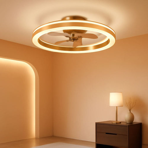19.7In Low Profile Ceiling Fan With Remote And Dimmable LED-0