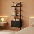 73 Inch Tall Bookshelf Black Wood Grain Living Room-0