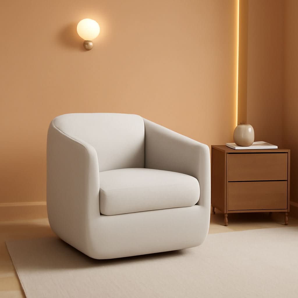 Beige 360 Degrees Swivel Armchairs Fully Assembled-0