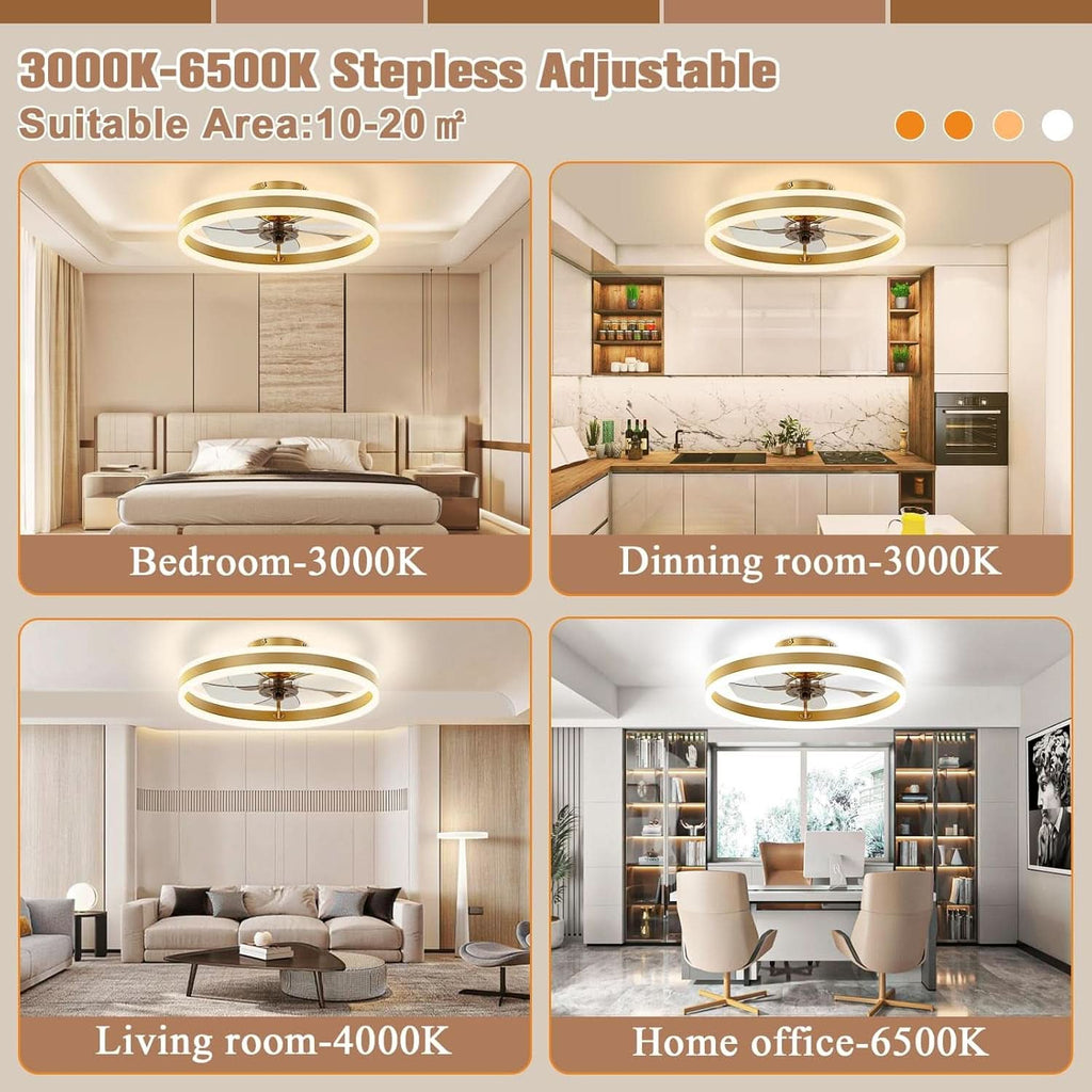 19.7In Low Profile Ceiling Fan With Remote And Dimmable LED-1