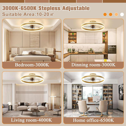 19.7In Low Profile Ceiling Fan With Remote And Dimmable LED-1