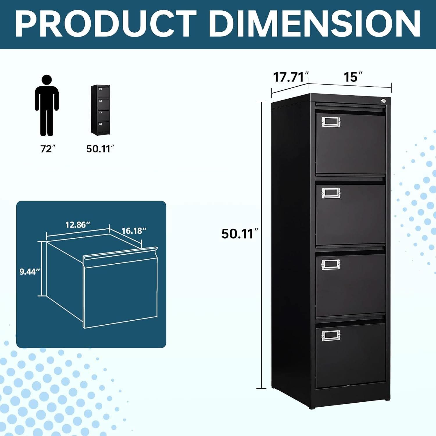 Four Drawer Filing Cabinet With Lock For Home Office-2