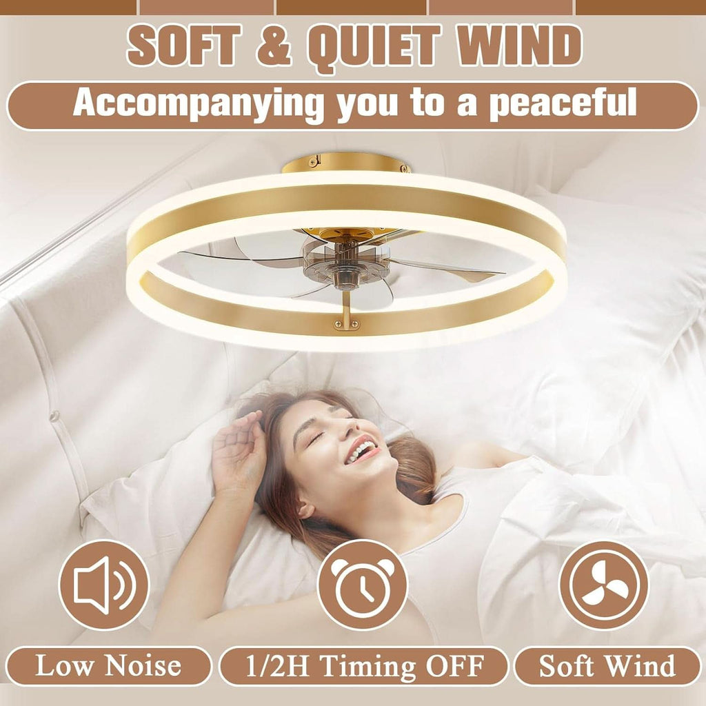 19.7In Low Profile Ceiling Fan With Remote And Dimmable LED-3