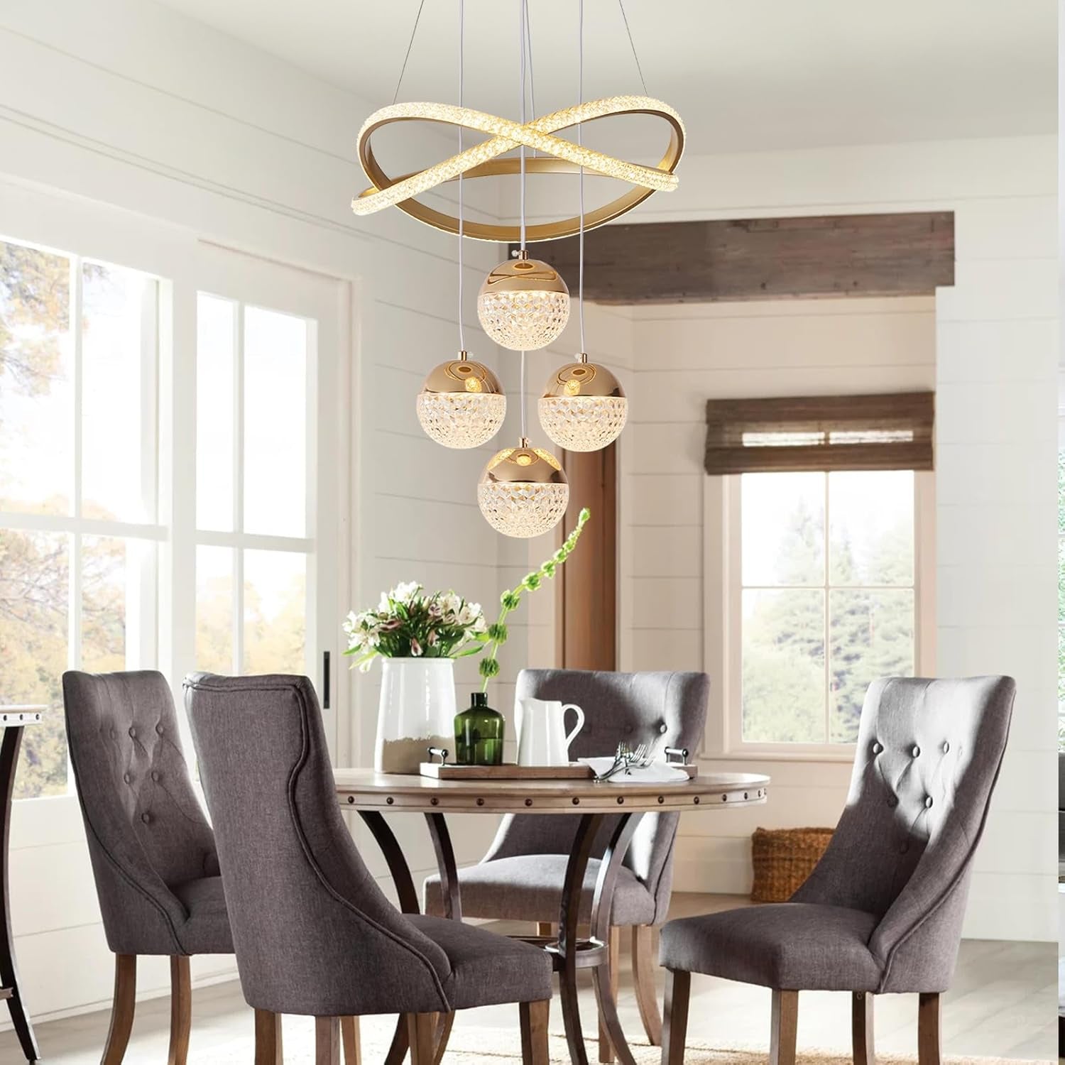 Gold Chandeliers Pendant Light Dimmable Three Color-4