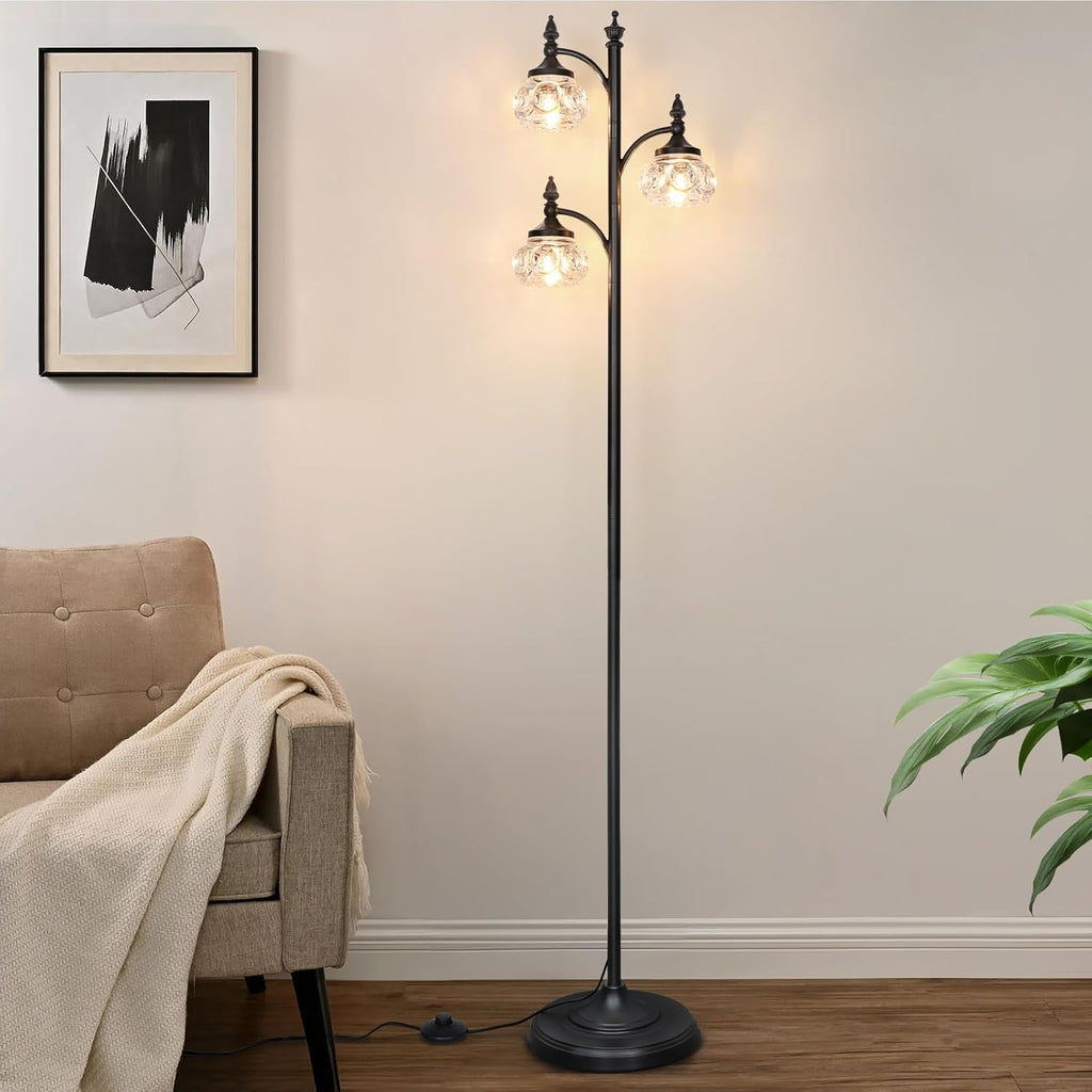 Black 66Inch Tall Floor Lamp Dimmable Bulbs Included-1
