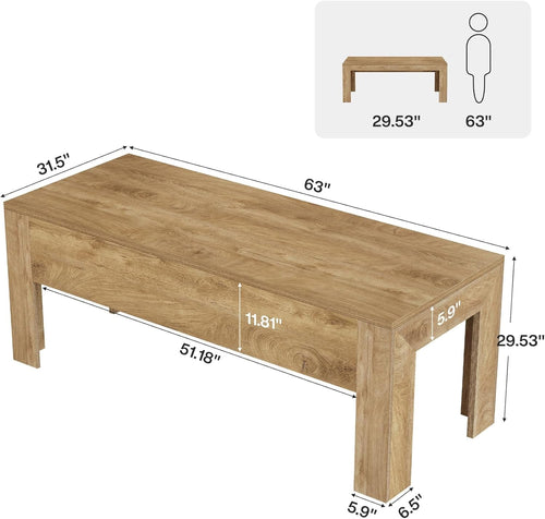 63 Inch Light Brown Interconnected Workstation Desk-1