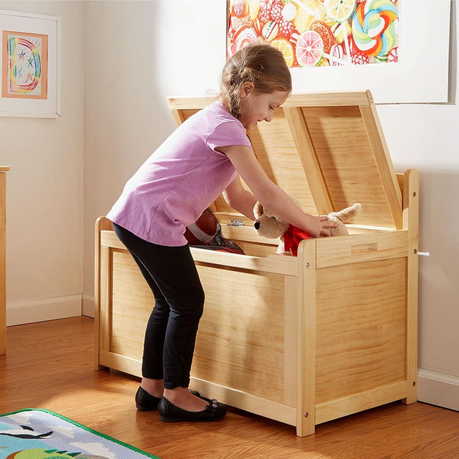 Blonde Premium Wood Toy Chest With Generous Storage Capacity-1