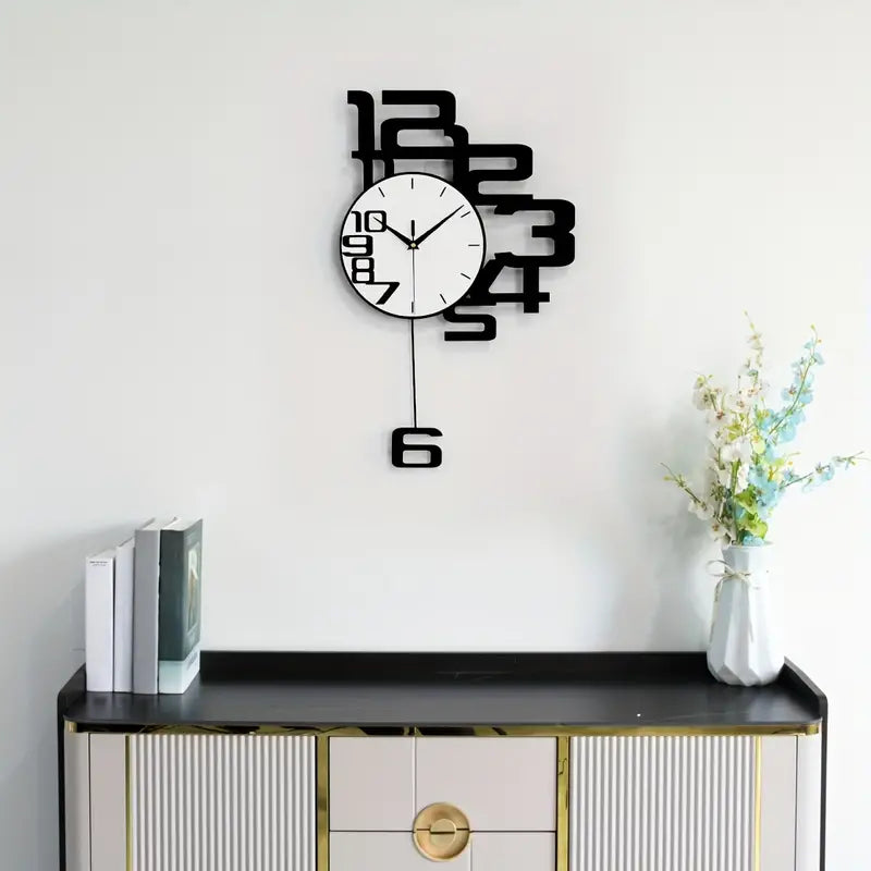 NNETM Modern Minimalist Metal Wood Wall Clock-2