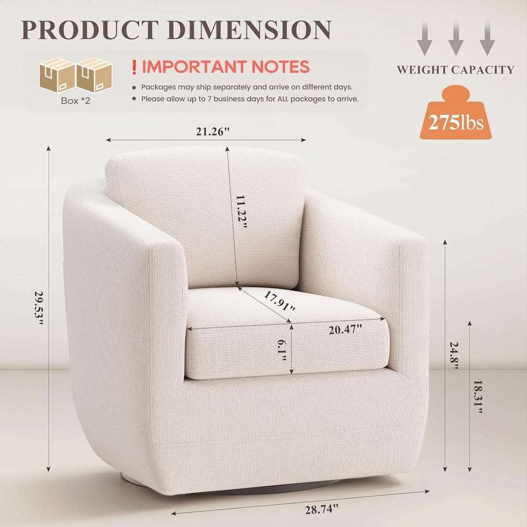 Beige 360 Degrees Swivel Armchairs Fully Assembled-1
