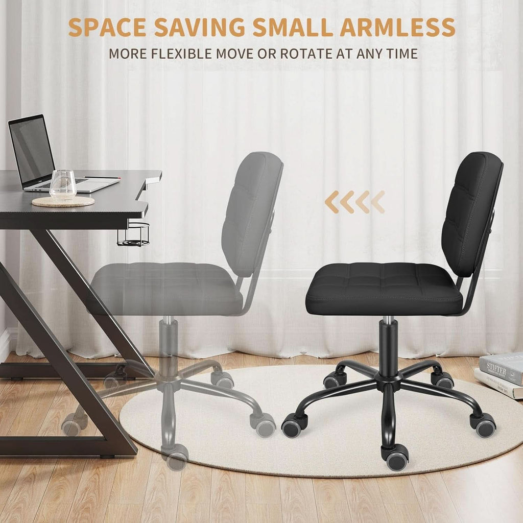Armless Rolling Desk Chair Black Height Adjustable-4