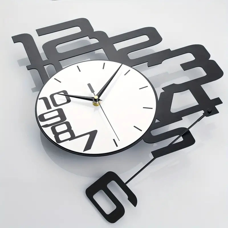 NNETM Modern Minimalist Metal Wood Wall Clock-4