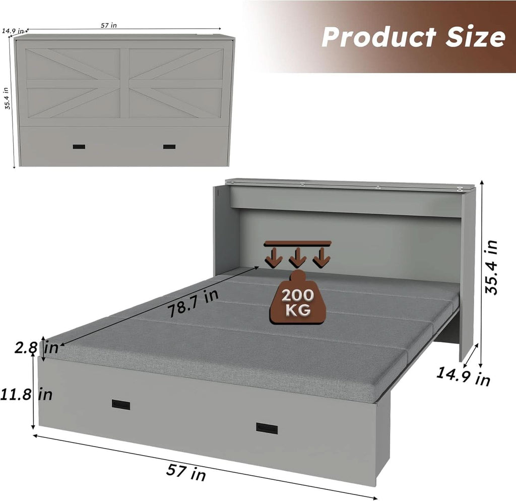 57 Inch Murphy Bed With Integrated Storage Solution-2