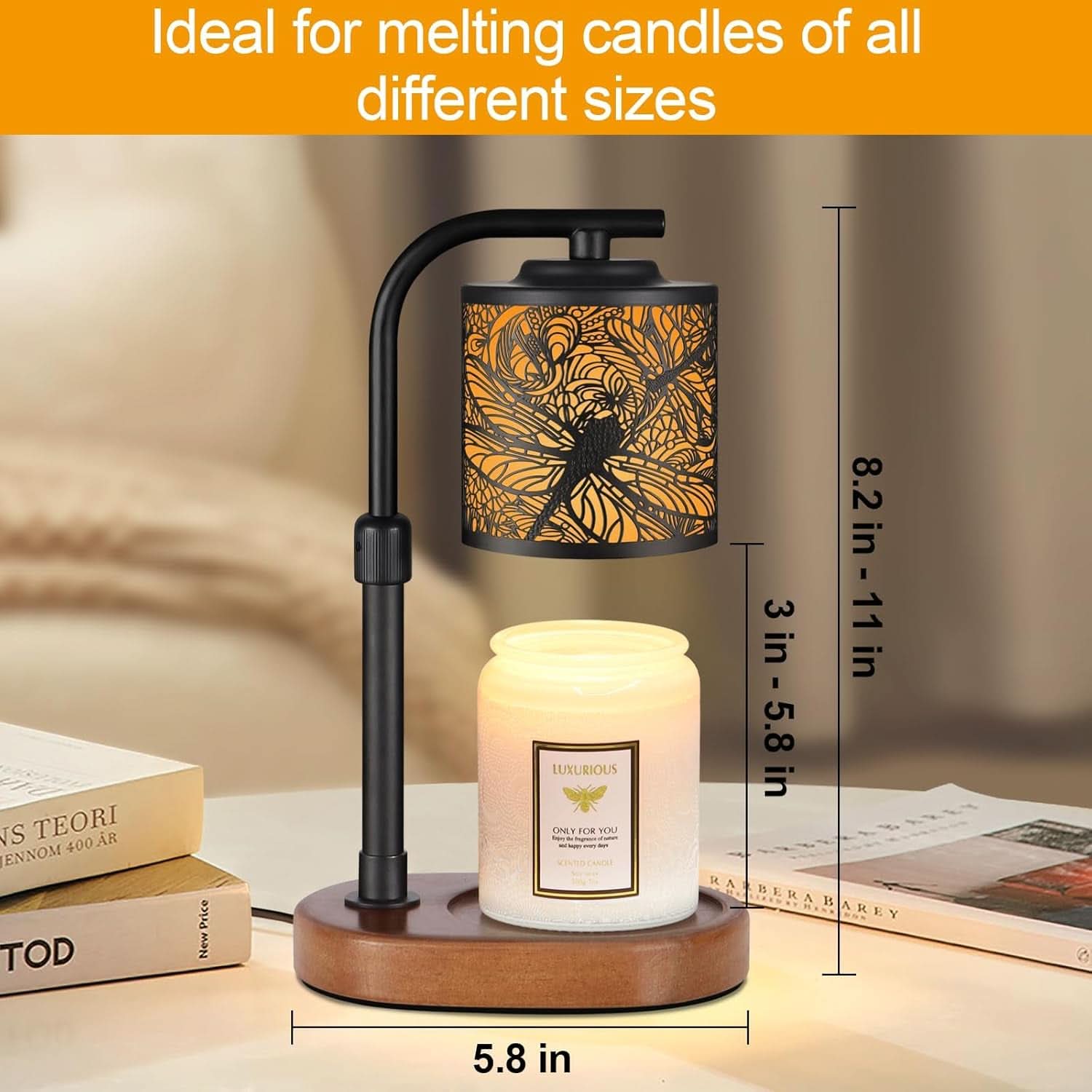 Dragonfly Copper Candle Warmer Lampshade With Timer-2