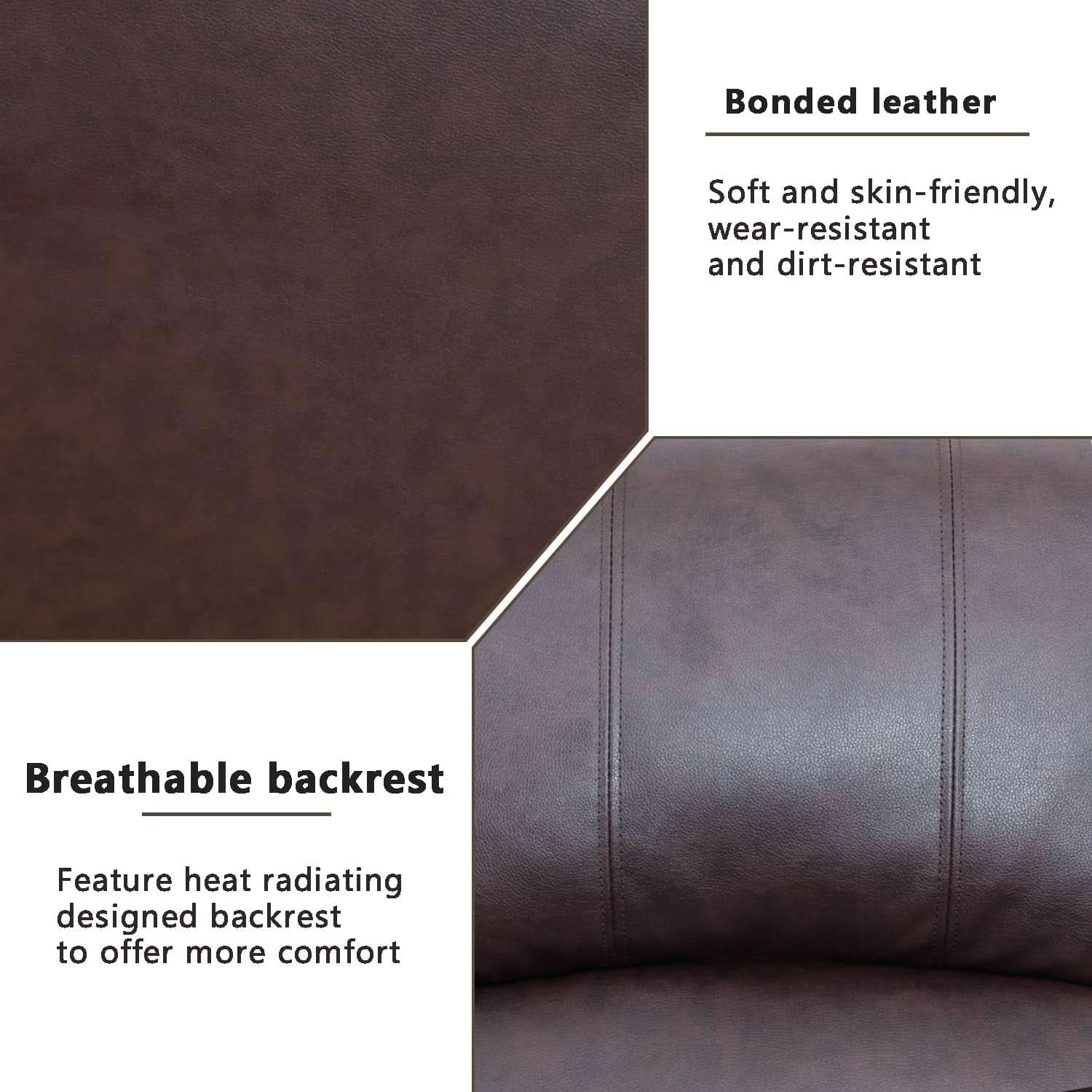 Brown Leather 3 Piece Recliner Sofa Living Room Set-3