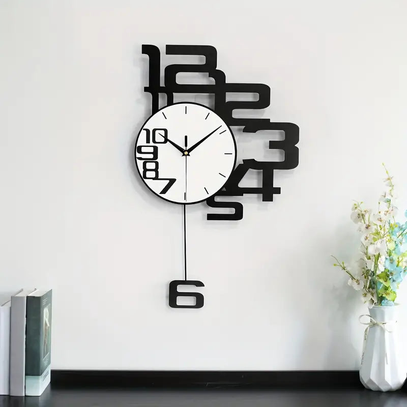 NNETM Modern Minimalist Metal Wood Wall Clock-1