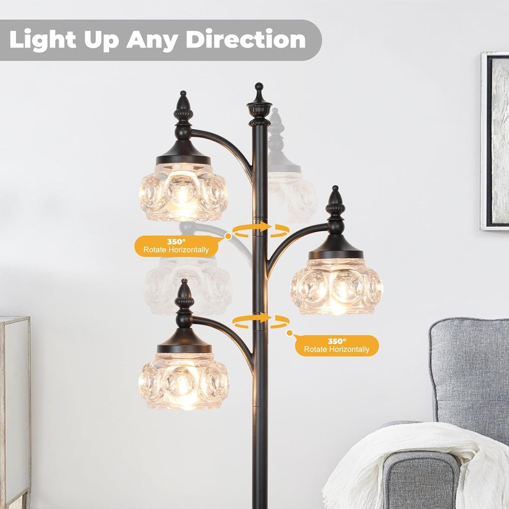 Black 66Inch Tall Floor Lamp Dimmable Bulbs Included-3