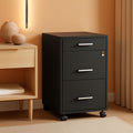 Black 3 Drawer Mobile File Cabinet With Locking Top Drawers-0