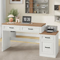 61 Inch Distressed Farmhouse Computer Desk Storage-0