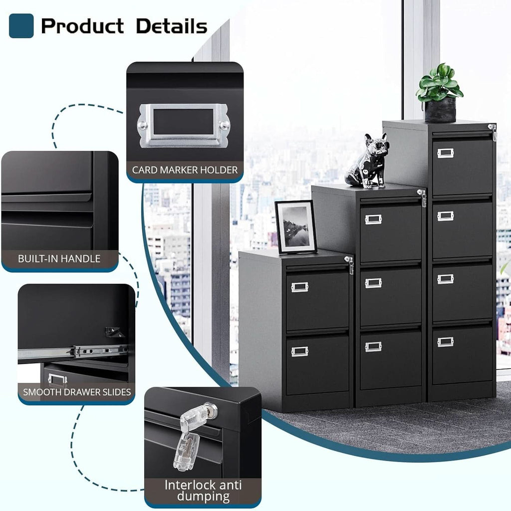 Four Drawer Filing Cabinet With Lock For Home Office-4