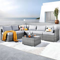 Outdoor Seven Piece Conversation Set with Coffee Table-0