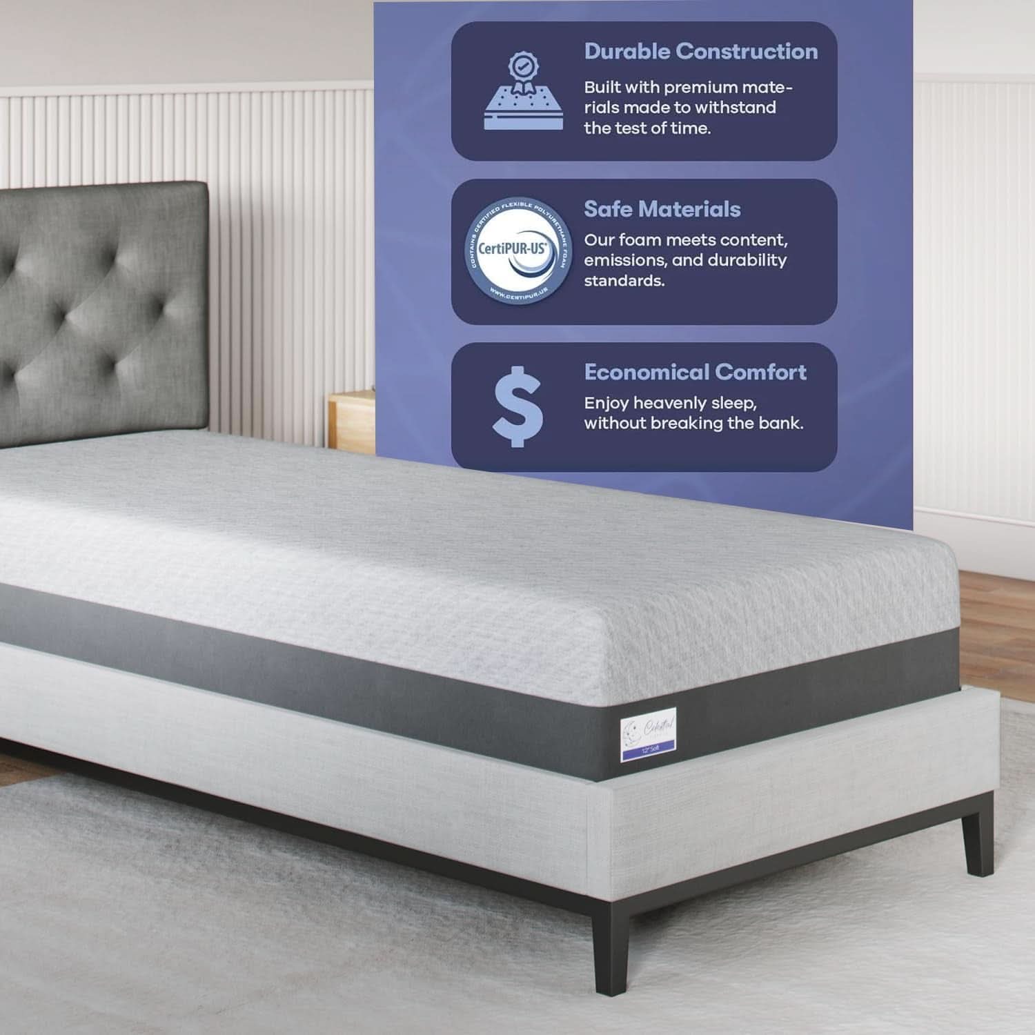 Cooling Gel Memory Foam Twin Mattress for Ultimate Comfort-3