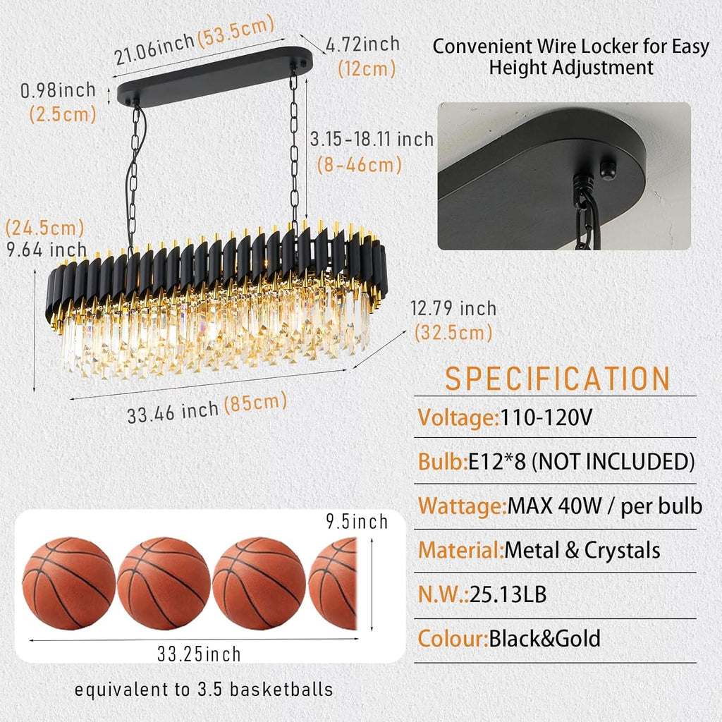 Elegant Black Gold Crystal Chandelier Thirty Three Inch-1