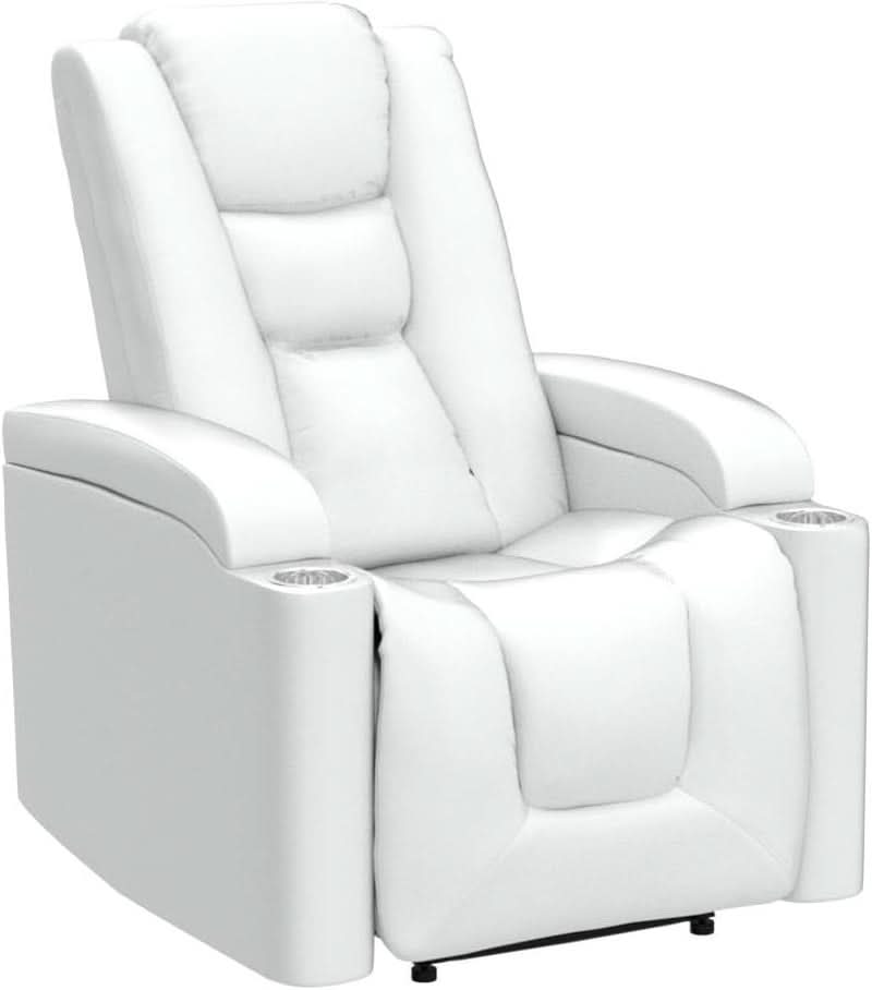 Cream White Power Recliner Chair With USB Ports And Hidden Storage-4