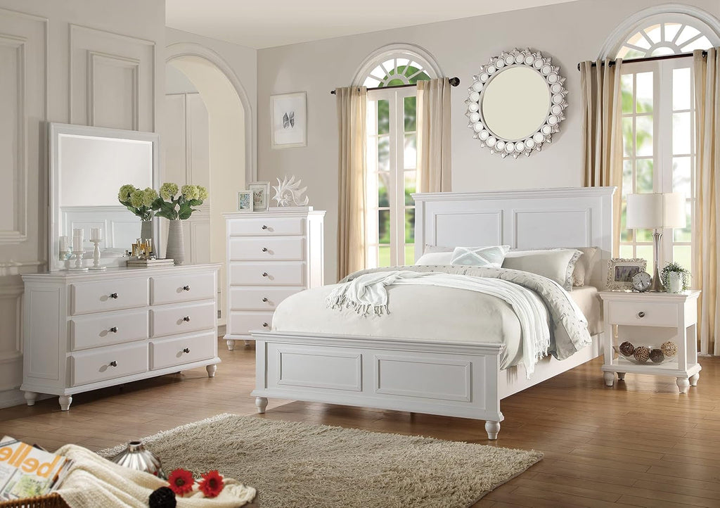 White Eastern King Size Contemporary Platform Bedstead-4