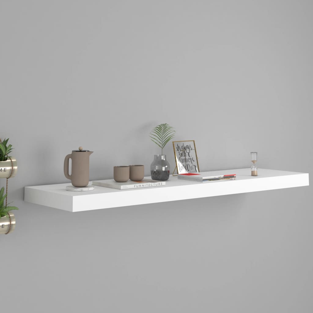 NNEVL Floating Wall Shelf White 90x23.5x3.8 cm MDF-0