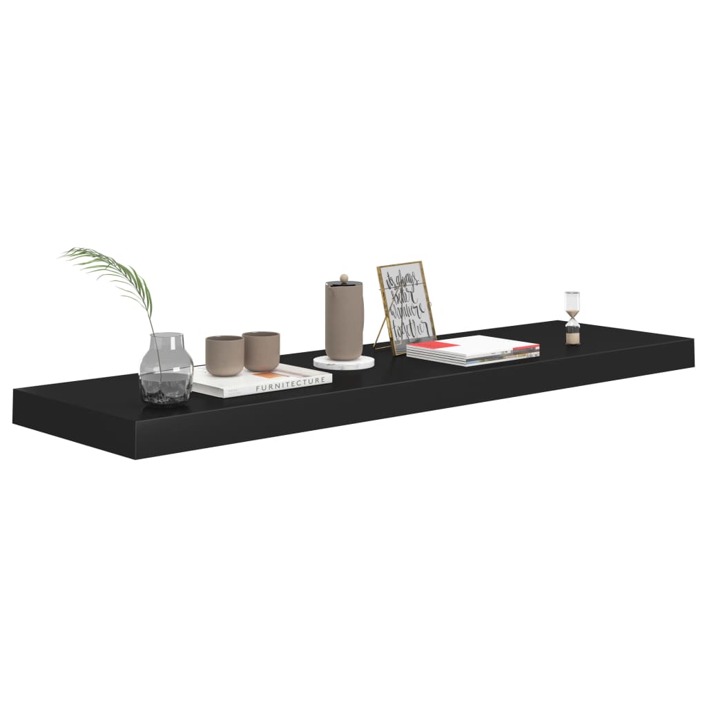 NNEVL Floating Wall Shelf Black 90x23.5x3.8 cm MDF-2