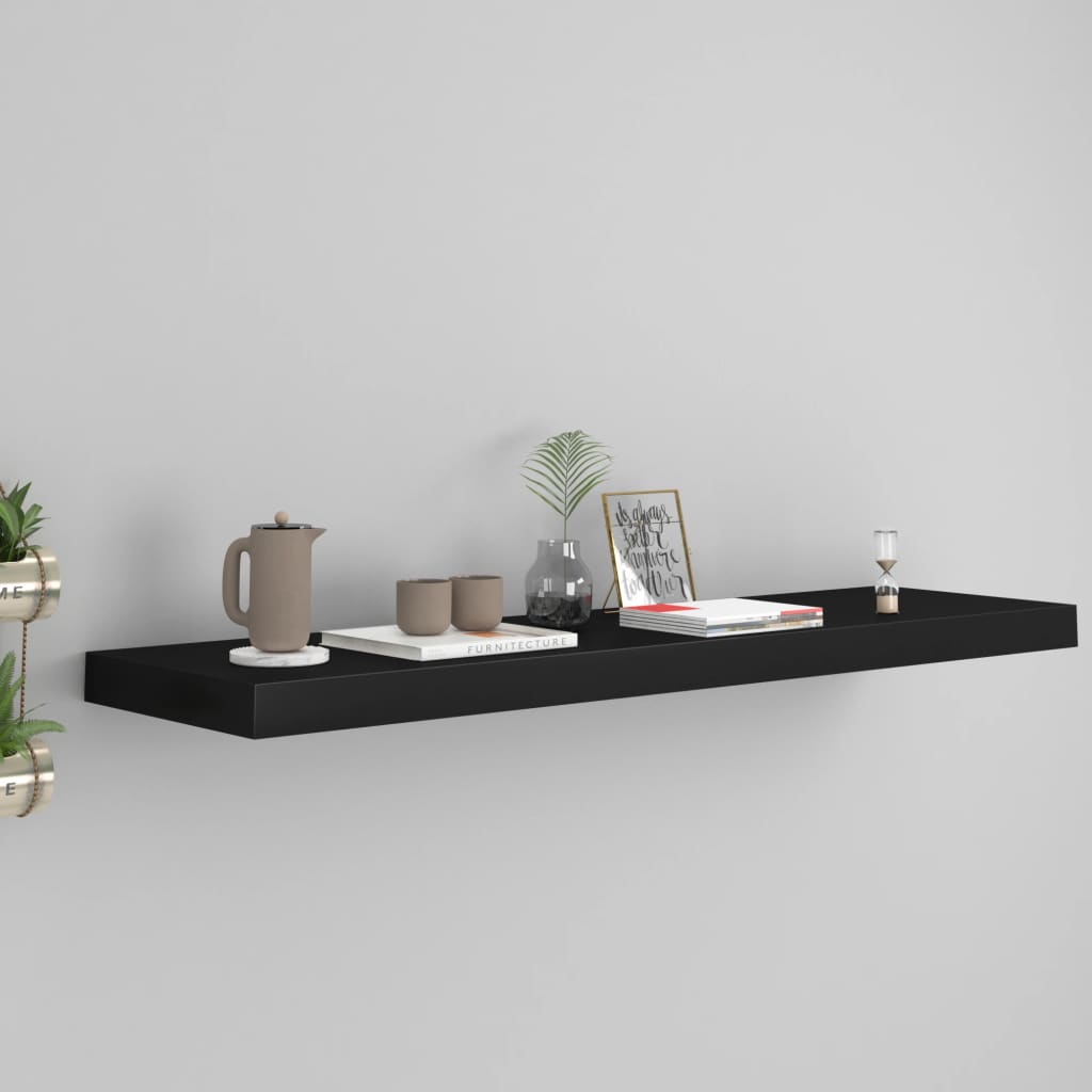 NNEVL Floating Wall Shelf Black 90x23.5x3.8 cm MDF-0