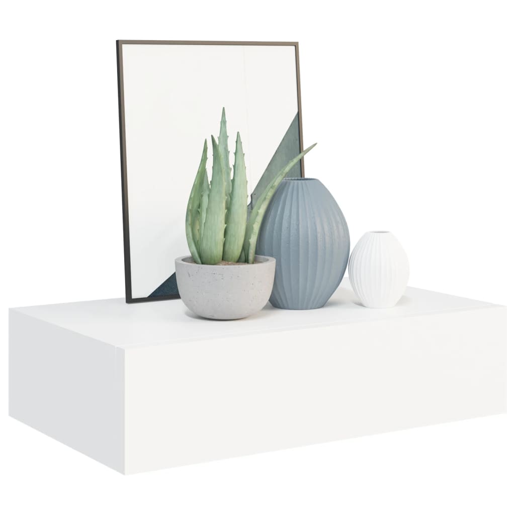 NNEVL Wall-mounted Drawer Shelf White 40x23.5x10cm MDF-2