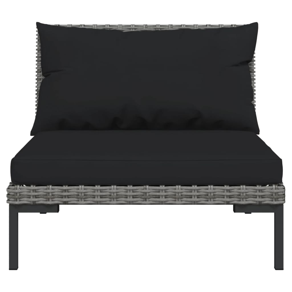 NNEVL 9 Piece Garden Lounge Set with Cushions Poly Rattan Dark Grey