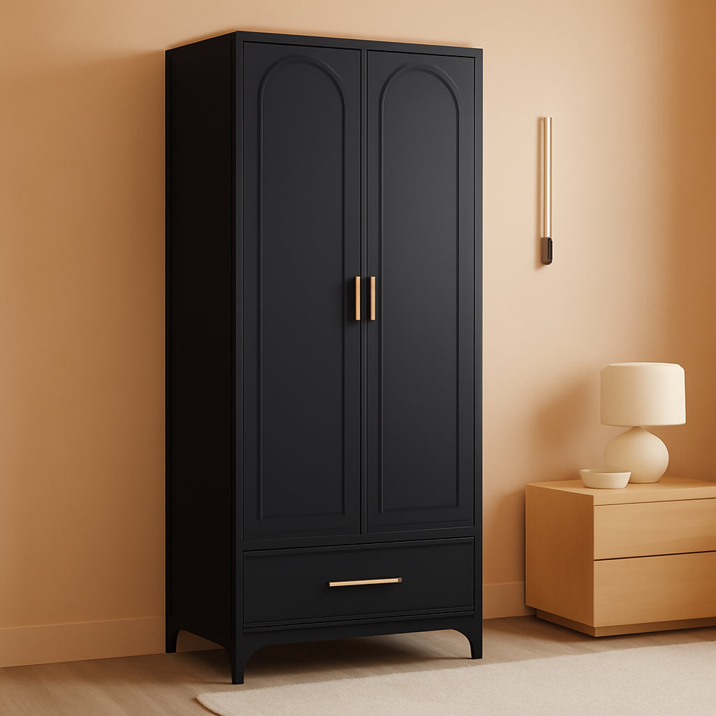 75In Black Industrial Pantry Cabinetry With Drawers-0