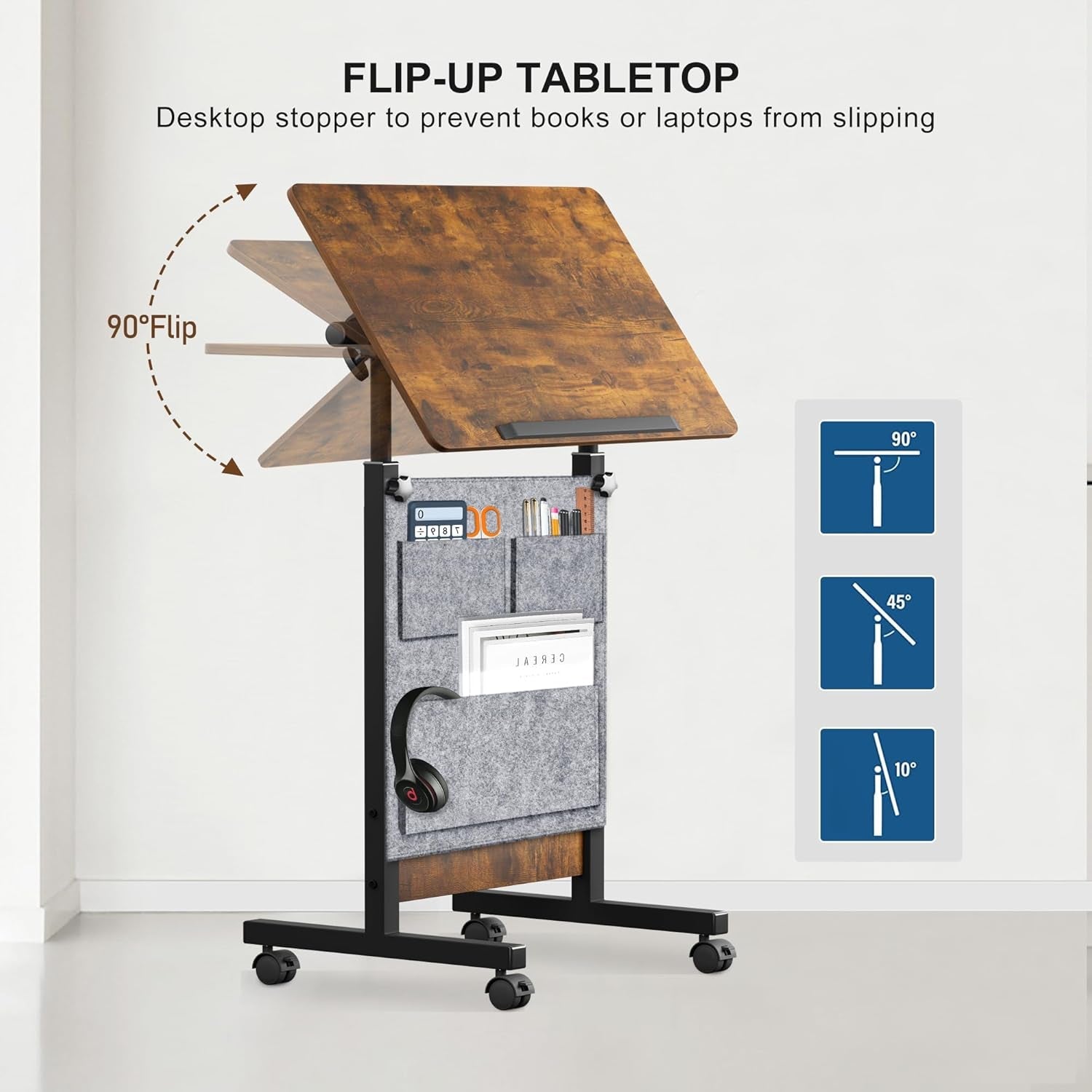Height Adjustable Standing Desk 16x24 Inches Brown-3