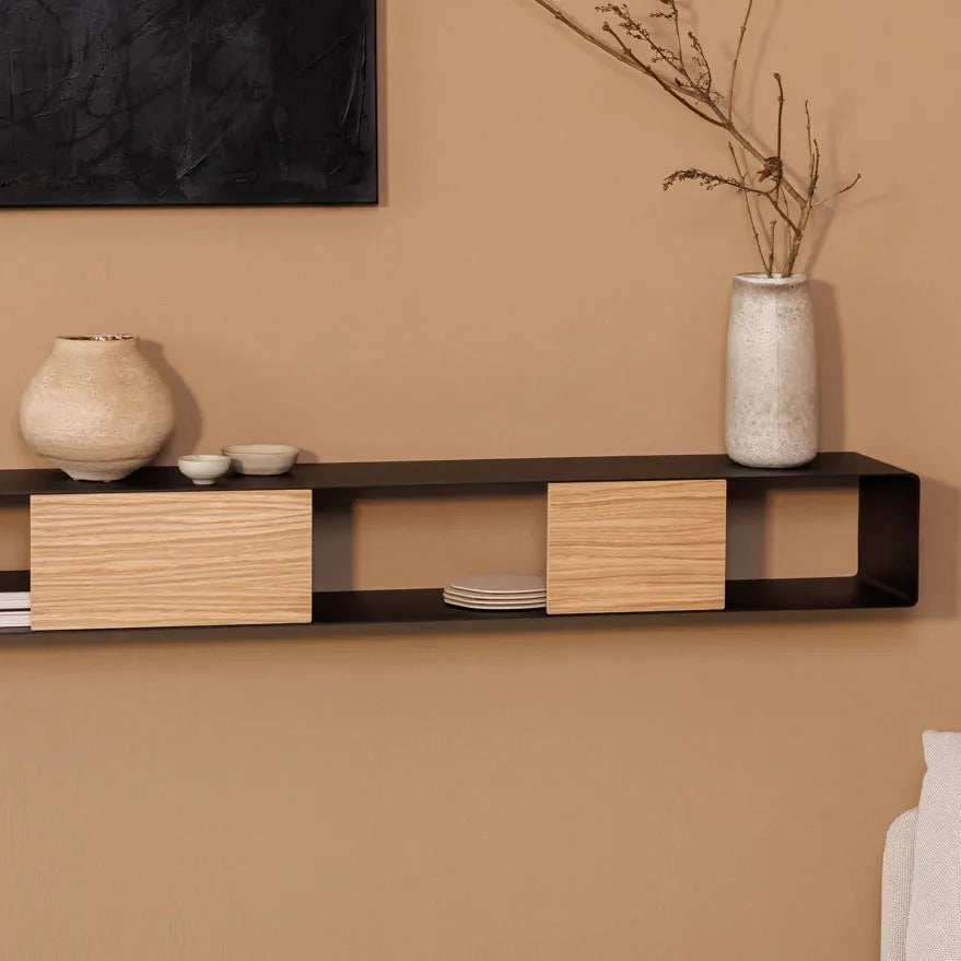 Consola de pared RIVA – mesa de pared en metal y madera