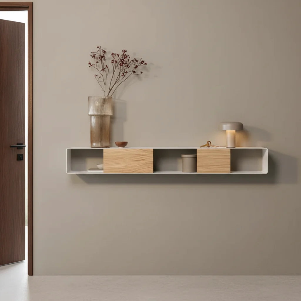 Consola de pared RIVA – mesa de pared en metal y madera