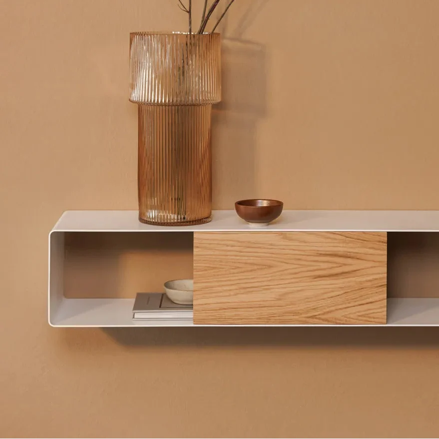 Consola de pared RIVA – mesa de pared en metal y madera